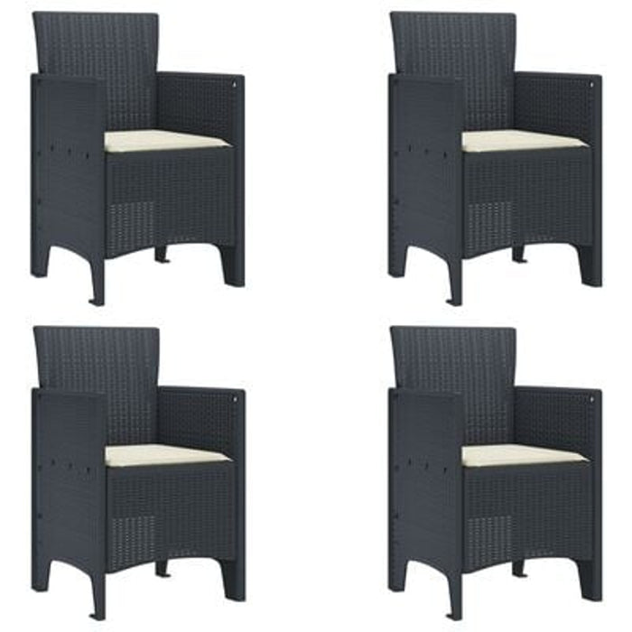 Garden Chairs With Cushions 4 Pcs Anthracite Poly Rattan Naiaix