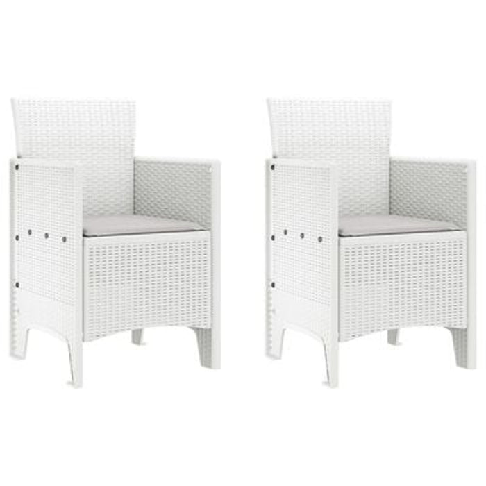 Garden Chairs With Cushions 2 Pcs White Poly Rattan Naialb