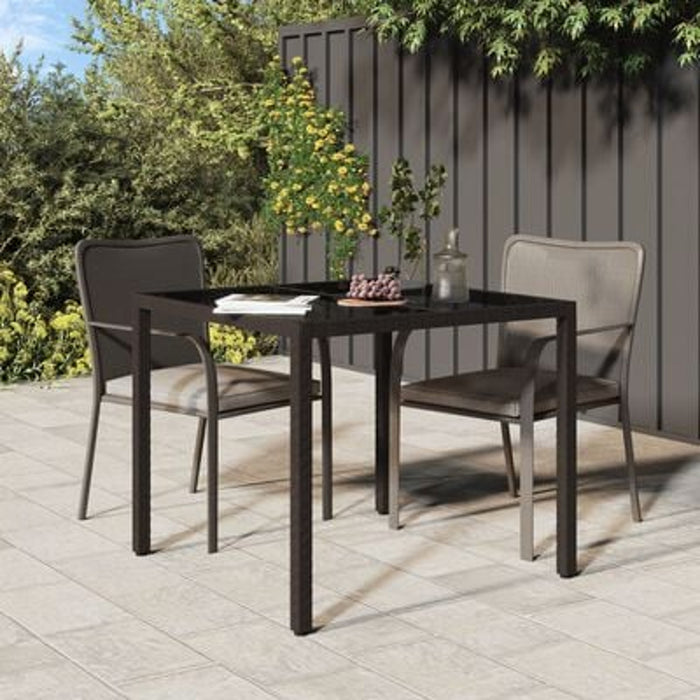 Garden Dining Table Brown 90X90X75 Cm Poly Rattan Tlxptx