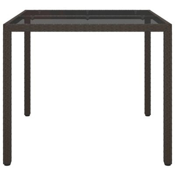 Garden Dining Table Brown 90X90X75 Cm Poly Rattan Tlxptx