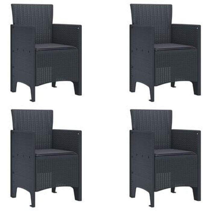 Garden Chairs With Cushions 4 Pcs Anthracite Poly Rattan Naiaio