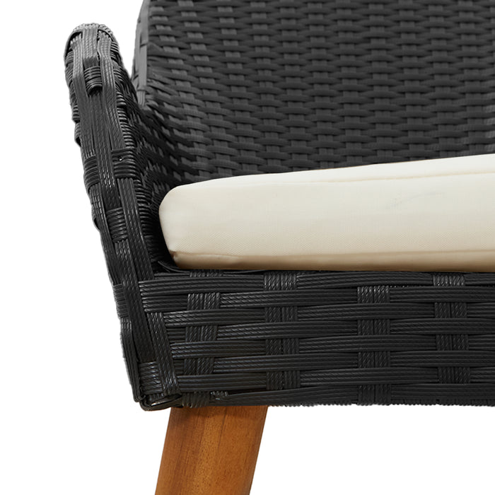 3 Piece Black Poly Rattan Garden Dining Set Txlolib