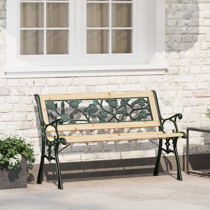 Garden Bench With Rose Patterned Backrest 116 Cm Wood Tokpib