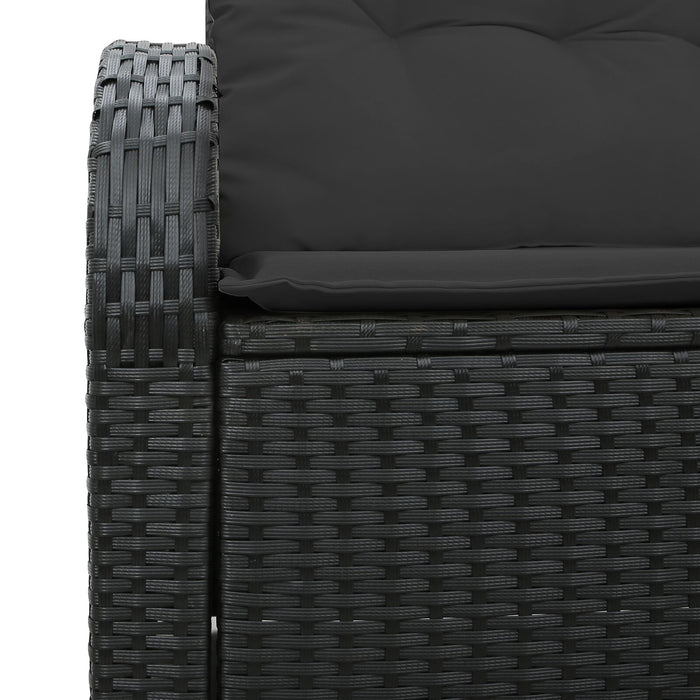 2-Seater Garden Sofa With Storage & Cushions Black Poly Rattan Axbblipo