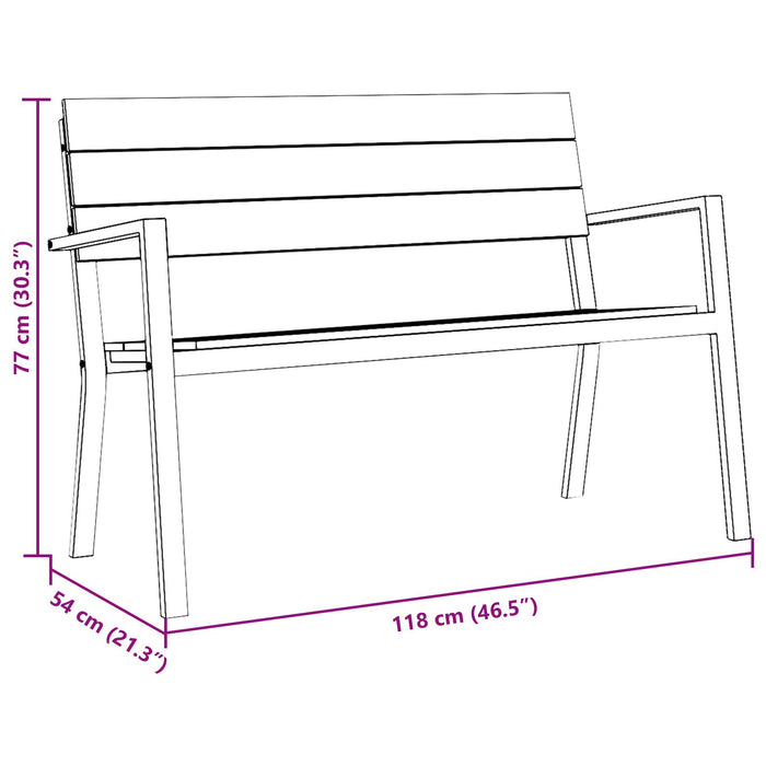 Garden Bench - Steel And Wpc In Black Axbboiit