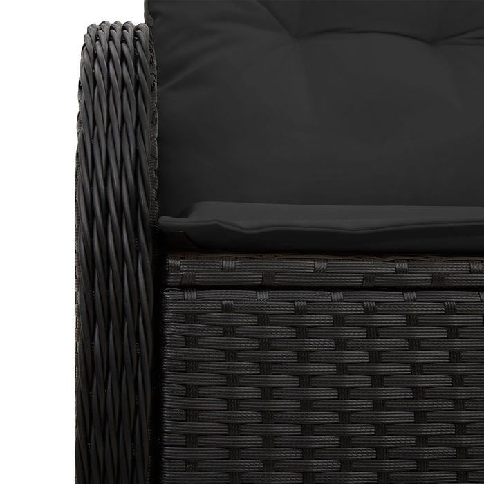2-Seater Garden Sofa With Storage And Cushions In Black Poly Rattan Axbblito