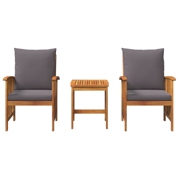 3 Piece Garden Lounge Set With Cushions Made From Solid Acacia Wood Aoblaan