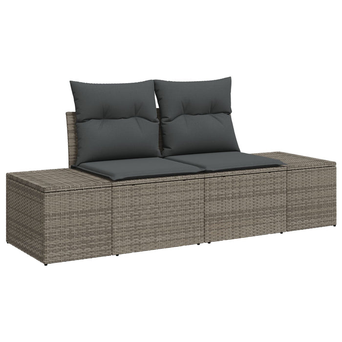 2-Seater Garden Sofa With Storage & Cushions Grey Poly Rattan Axbblnba