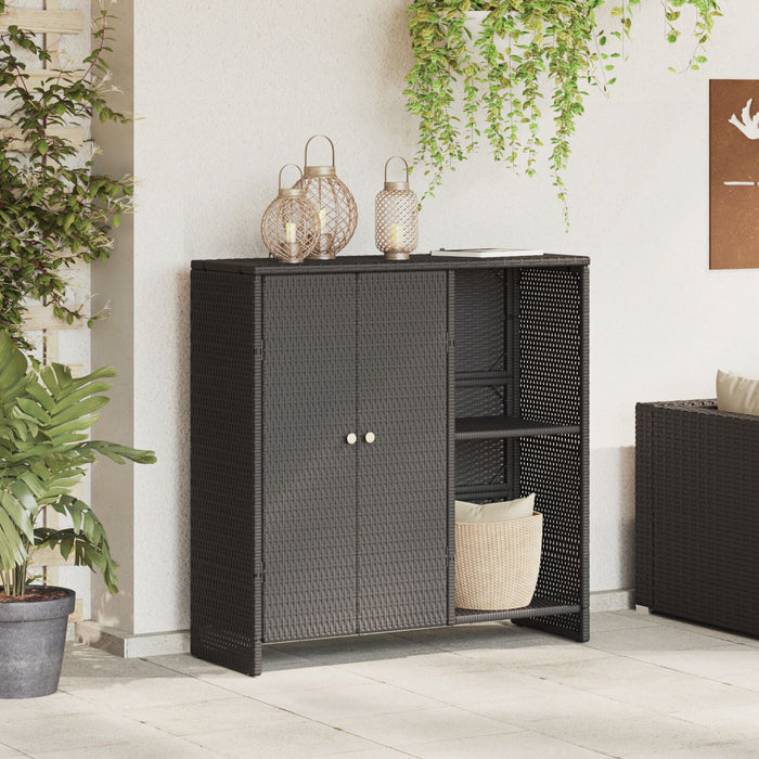 Storage Cabinet Black 100X36X102 Cm Rattan Aobtnxo