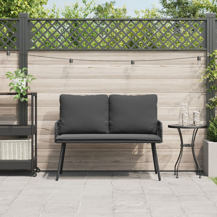 Garden Bench Black 114X64X78 Cm Poly Rattan Aobnxlo