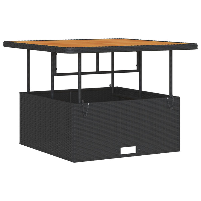 3 Piece Garden Dining Set With Cushions Black Poly Rattan Acacia Axbbikbl