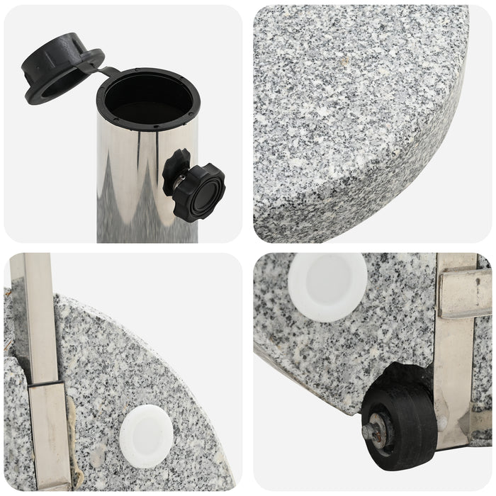 Wheeled Parasol Base With Handle Grey Granite 29 Kg Round Axbbxnob