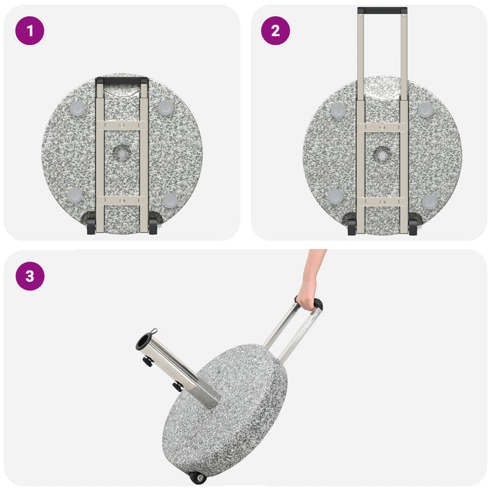 Wheeled Parasol Base With Handle Grey Granite 29 Kg Round Axbbxnob