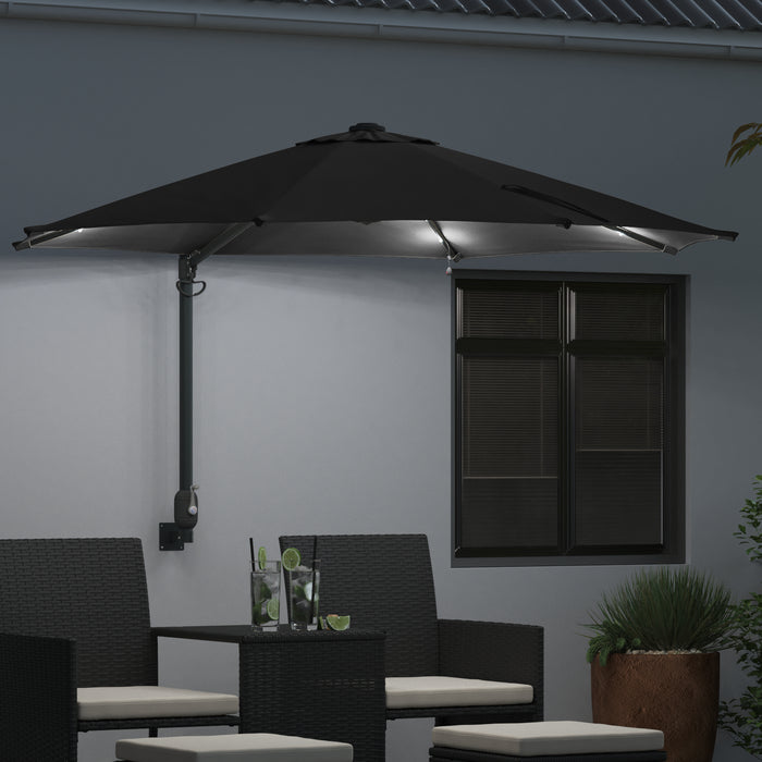 Wall-Mounted Garden Parasol With Leds Black 248 Cm Axbbtxak