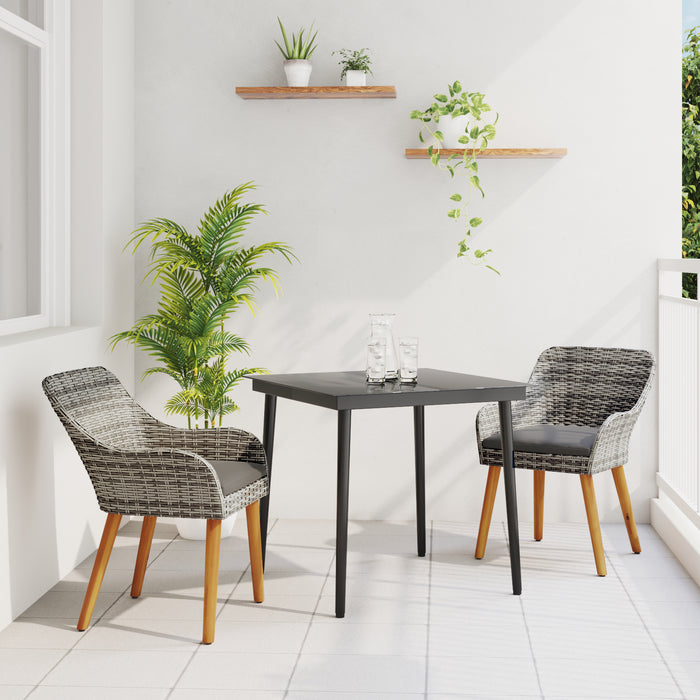 3 Piece Garden Dining Set Grey Poly Rattan Txlolii