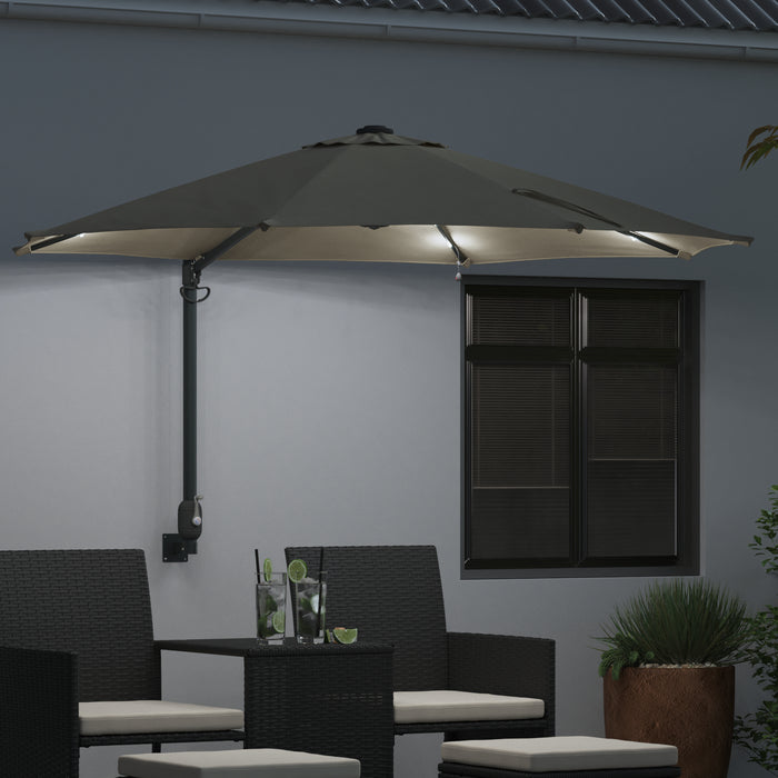 Wall-Mounted Garden Parasol With Leds Sand 248 Cm Axbbtxat
