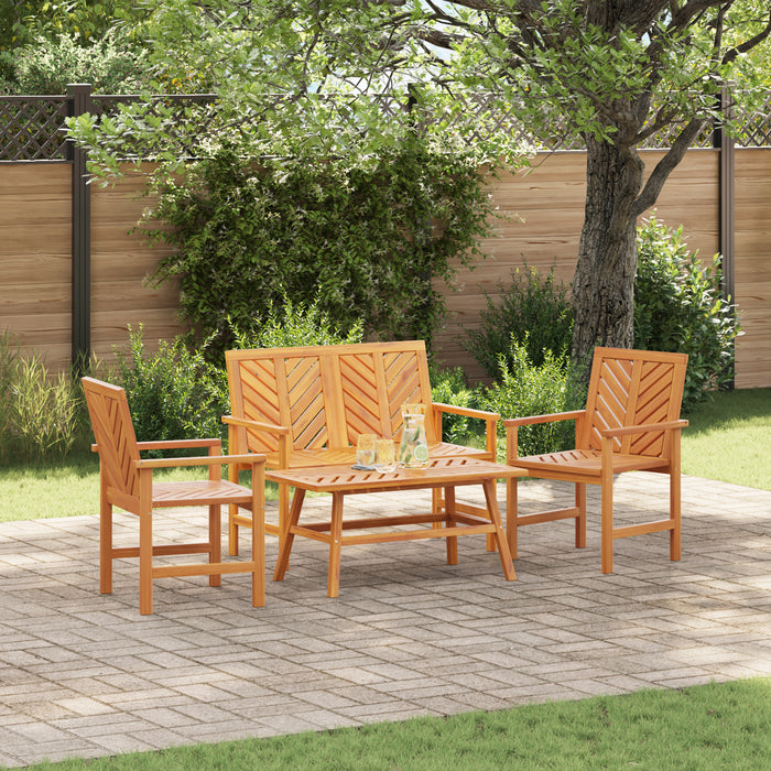 4 Piece Garden Lounge Set Solid Wood Acacia Topaoxi