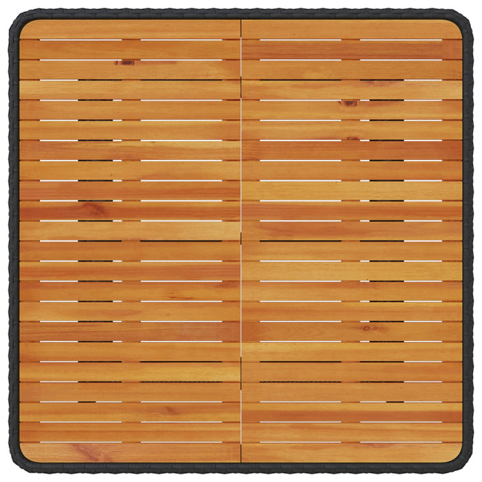 3 Piece Garden Dining Set With Cushions Black Poly Rattan Acacia Axbbikbl