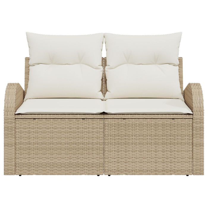 2-Seater Garden Sofa With Cushions Beige Poly Rattan Axbblitl