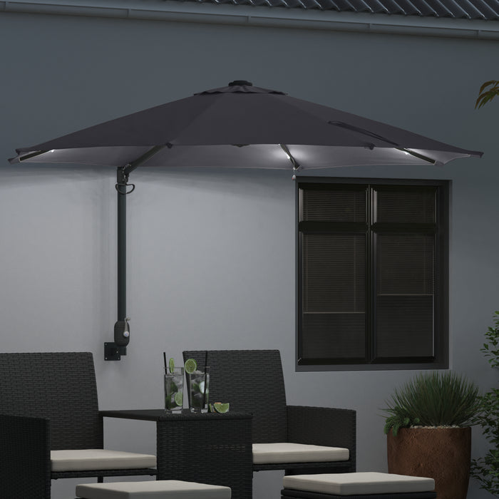 Wall-Mounted Garden Parasol With Leds Anthracite 248 Cm Axbbtxap