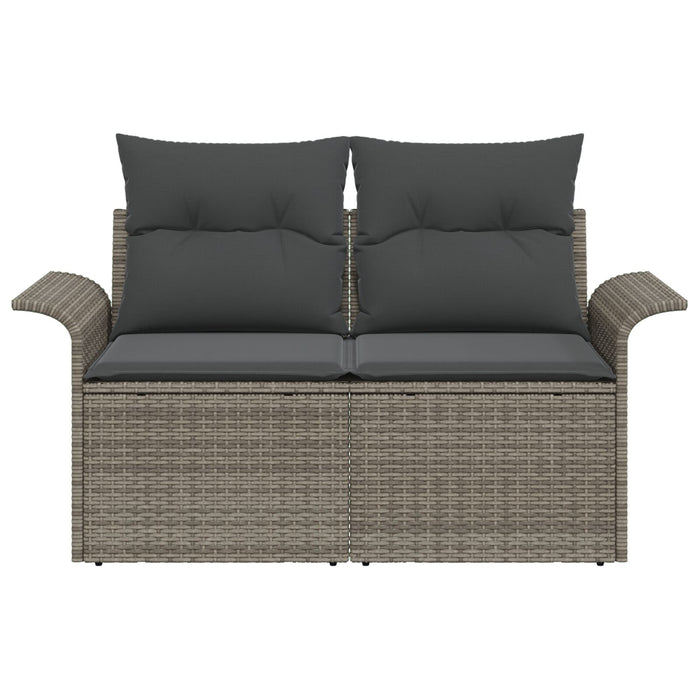 2-Seater Garden Sofa With Storage & Cushions Grey Poly Rattan Axbbliba