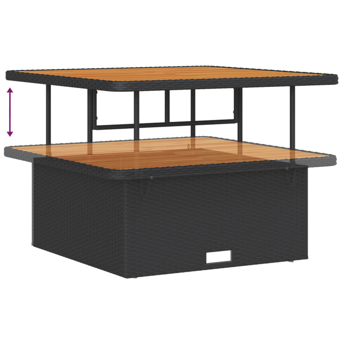 3 Piece Garden Dining Set With Cushions Black Poly Rattan Acacia Axbbikbl