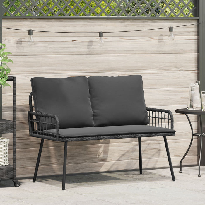 Garden Bench Black 114X64X78 Cm Poly Rattan Aobnxlo