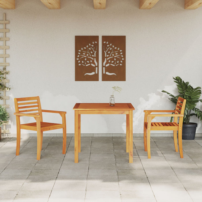 3 Piece Outdoor Dining Set - Solid Acacia Wood Ttipllk