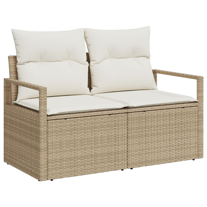 2-Seater Garden Sofa With Storage And Cushions In Beige Poly Rattan Axbblill
