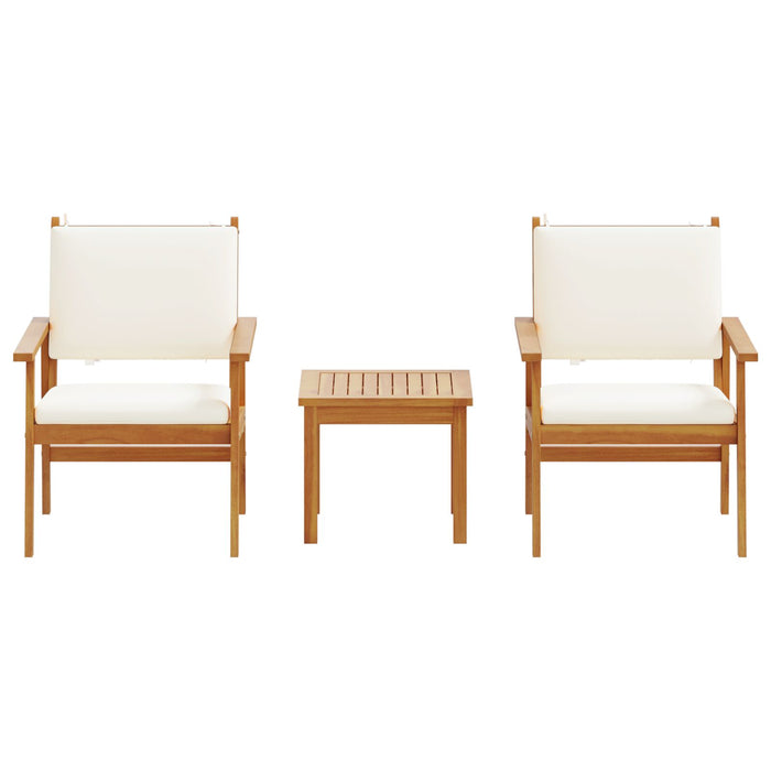 3 Piece Garden Bistro Set With Cushions Solid Wood Acacia Aoblpii