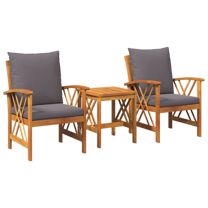 3 Piece Garden Lounge Set With Cushions Solid Acacia Wood Aoblapb