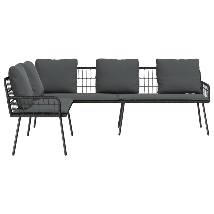 L-Shaped Sofa Black 231X173X78 Cm Poly Rattan Aobnxlt