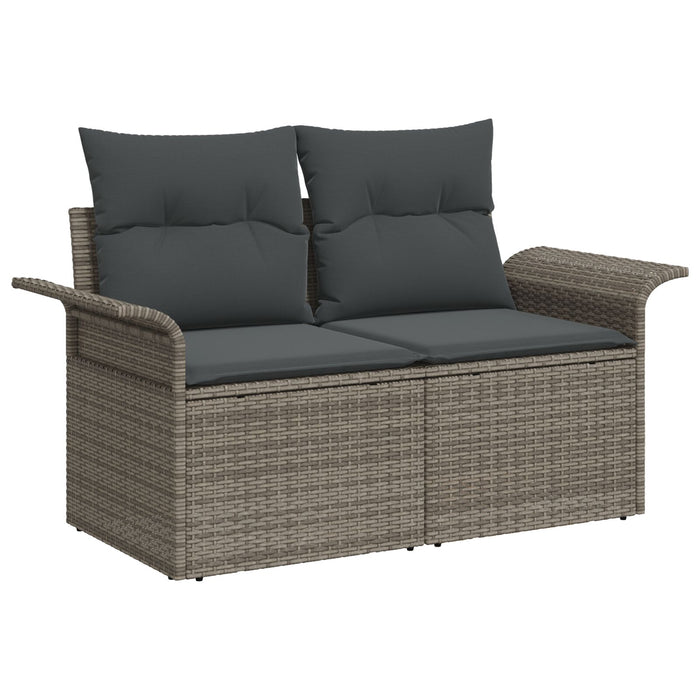2-Seater Garden Sofa With Storage & Cushions Grey Poly Rattan Axbbliba