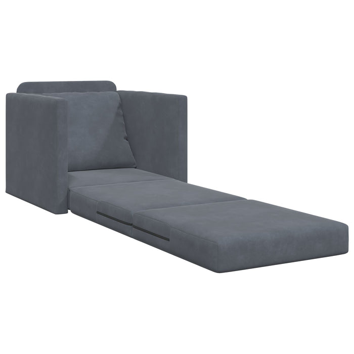 Floor Sofa Single Convertible Velvet 74X77X81 Cm Dark Grey Aobllot