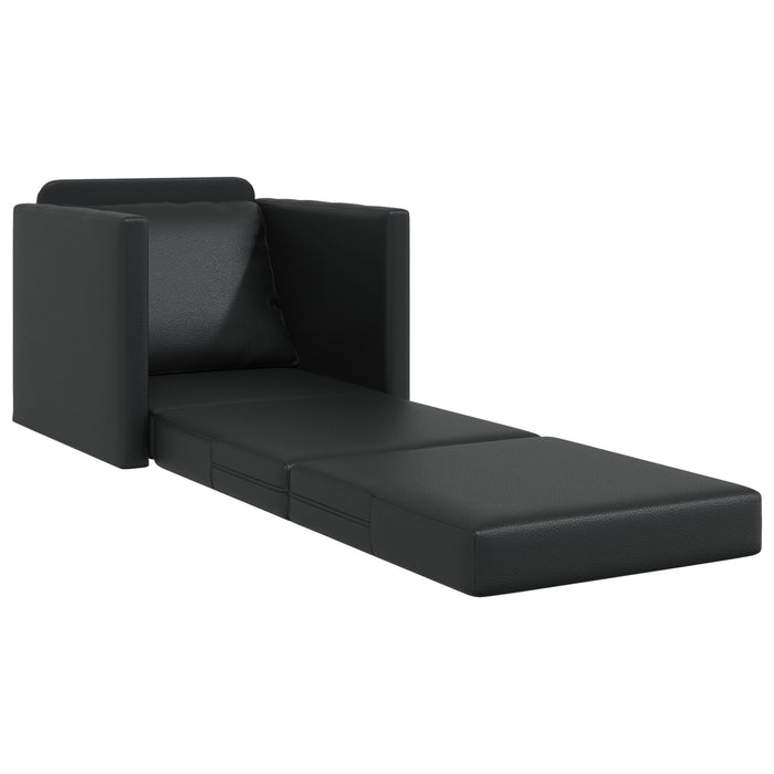 Floor Sofa Bed 2-In-1 Black 74X77X81 Cm Faux Leather Aoblltp