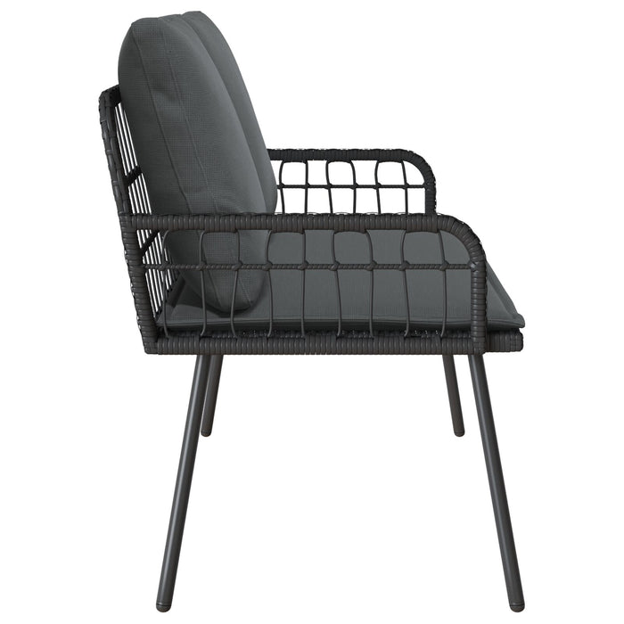 Garden Bench Black 114X64X78 Cm Poly Rattan Aobnxlo