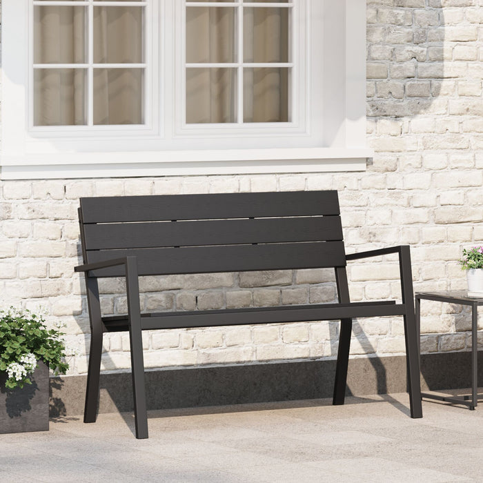 Garden Bench - Steel And Wpc In Black Axbboiit