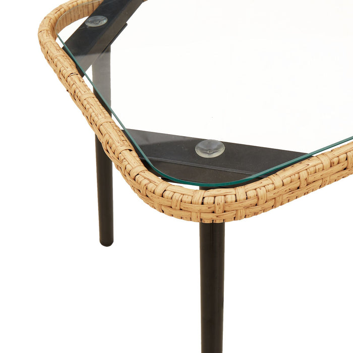 Coffee Table Natural 90X45X42 Cm Poly Rattan Aobnxln