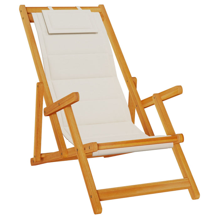 Folding Beach Chairs 2 Pack Light Grey Solid Wood Acacia & Textilene Ttxpoax