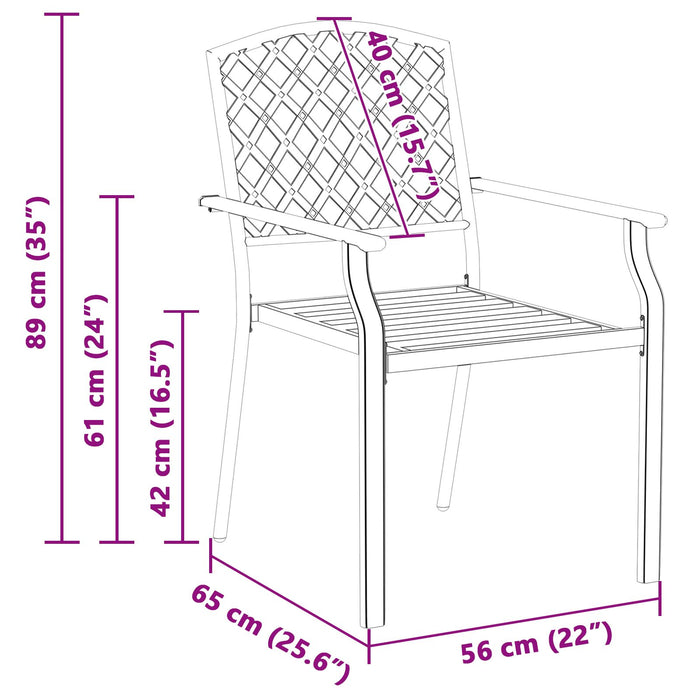 Garden Chairs 2 Pcs Stackable Anthracite Steel Tlxiip