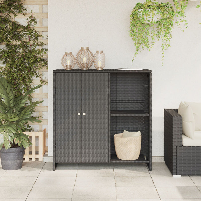 Storage Cabinet Black 100X36X102 Cm Rattan Aobtnxo