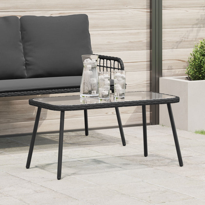 Coffee Table Black 90X45X42 Cm Poly Rattan Aobnxli