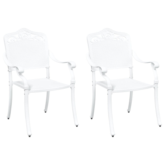 Garden Chairs 2 Pack White Cast Aluminium Axbbxtnb