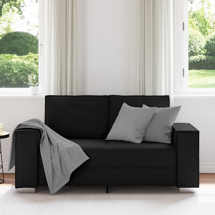 Loveseat Sofa Black 120 Cm Faux Leather Aobpbpb