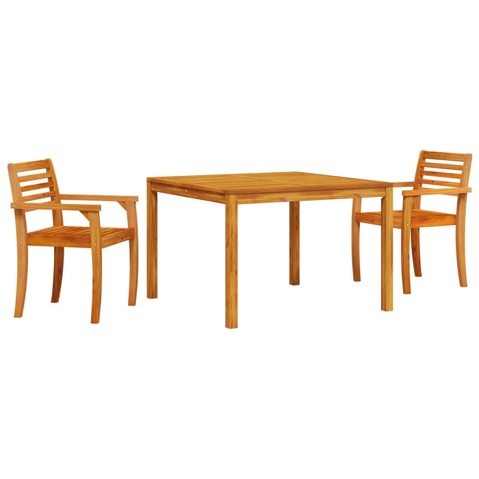 3 Piece Garden Dining Set - Solid Acacia Wood Ttiplio