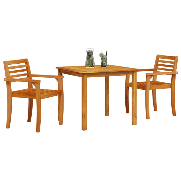 3 Piece Outdoor Dining Set - Solid Acacia Wood Ttipllk
