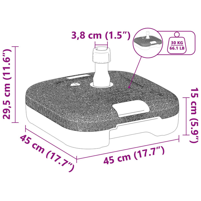 Outdoor Parasol Base - 28 Kg Of Sand Or 24 L Of Water Axbblkxn