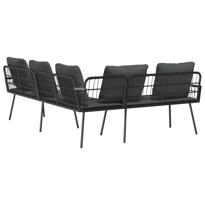 L-Shaped Sofa Black 231X173X78 Cm Poly Rattan Aobnxlt