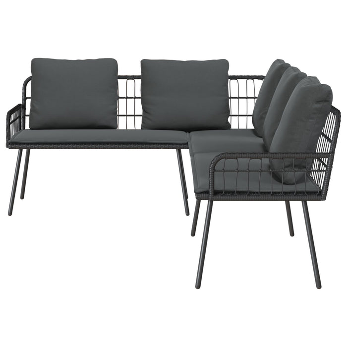 L-Shaped Sofa Black 231X173X78 Cm Poly Rattan Aobnxlt