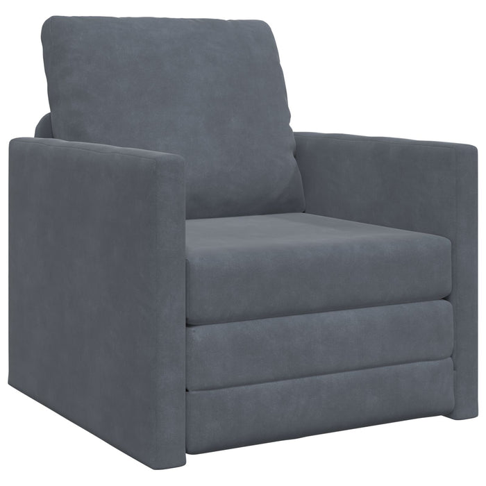 Floor Sofa Single Convertible Velvet 74X77X81 Cm Dark Grey Aobllot